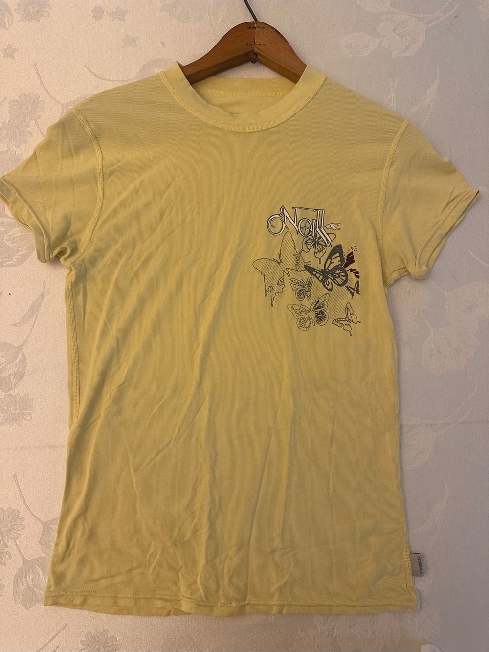 Vintage O'Neill Pale Yellow Butterfly Surf Shirt